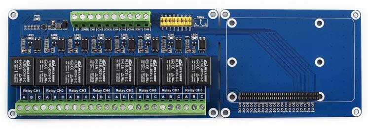 Waveshare Raspberry Pi 8 Channel Relay Expansion Board- Click to Enlarge