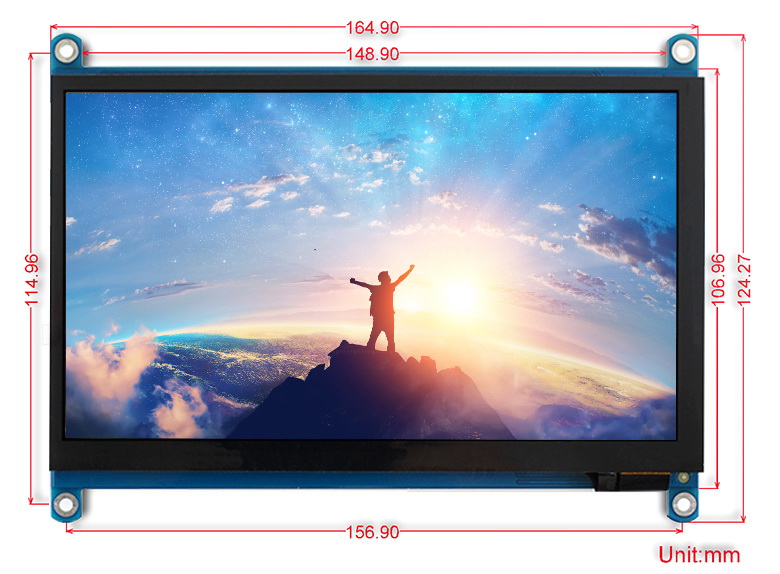 7-In HDMI LCD 1024x600 IPS Kapazitiver Touchscreen - Zum Vergrößern klicken