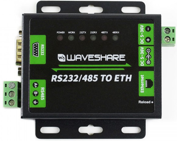 Convertidor Industrial RS232/RS485 a Ethernet de Washare - Haga Clic para Ampliar