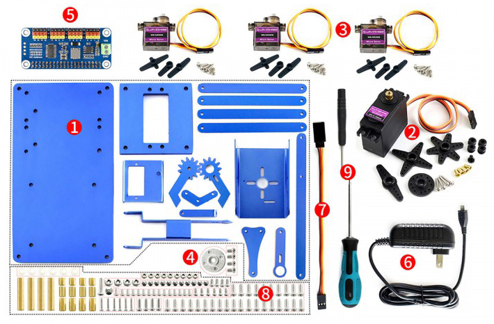 Bluetooth / WiFi 4-DOF Metal Robot Arm Kit for Raspberry Pi- Click to Enlarge