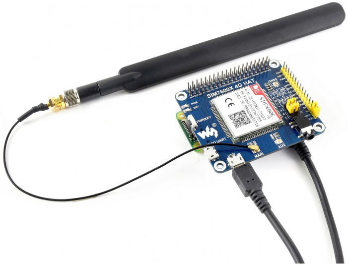 4G / 3G / 2G / GSM / GPRS / GNSS HAT für Raspberry Pi - Zum Vergrößern klicken