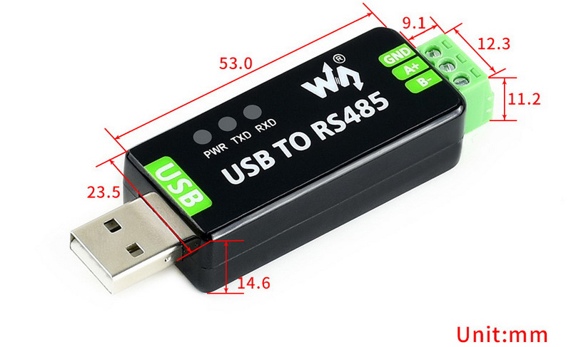 Convertidor USB a RS485 Industrial de Waveshare - Haga Clic para Ampliar