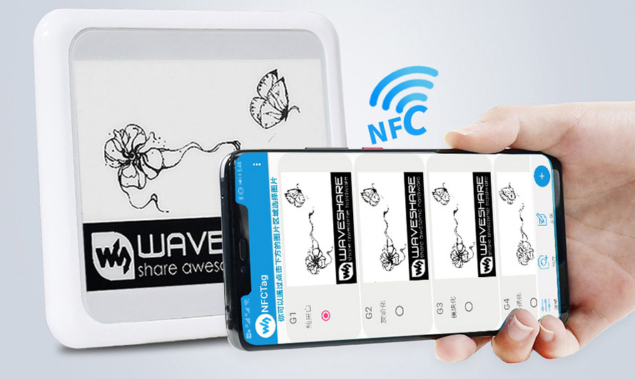 Waveshare 4.2-In Passive NFC-Powered e-Paper w/o Battery - Click to Enlarge