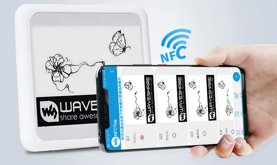 Waveshare 4.2-In Passive NFC-Powered e-Paper w/o Battery - Click to Enlarge