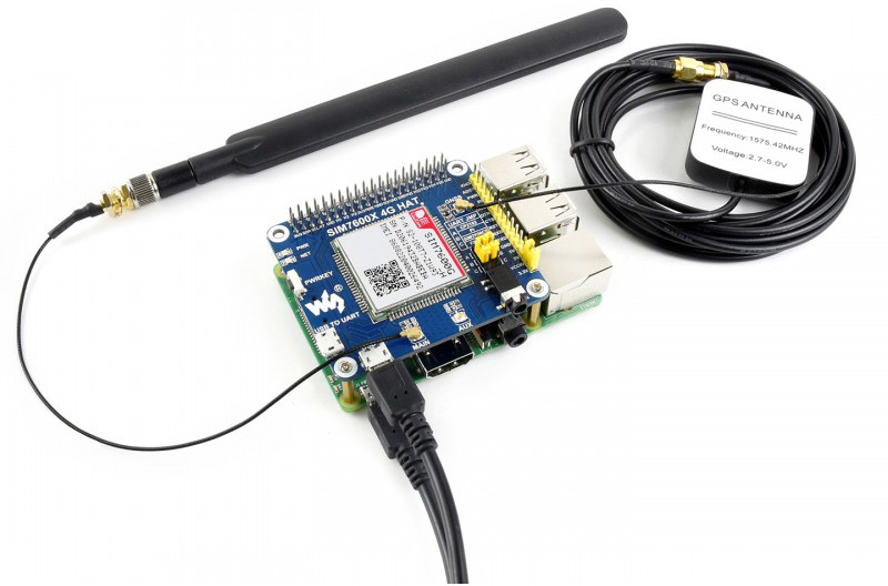 4G/3G/2G/GSM/GPRS/GNSS HAT for Raspberry Pi LTE CAT4 Global Version - Click to Enlarge
