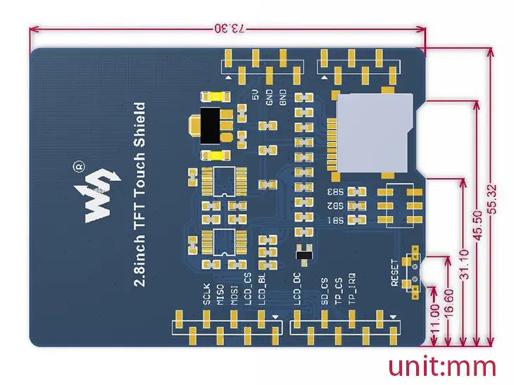 Pantalla LCD Táctil de 2,8" para Arduino