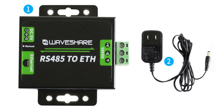 Convertisseur Waveshare RS485 vers Ethernet (prise US) - Cliquez pour agrandir
