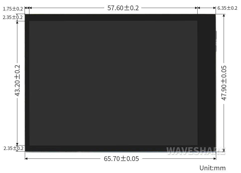 2,8-in Capacitief LCD-Touchscreen 480x640 DPI IPS voor Raspberry Pi