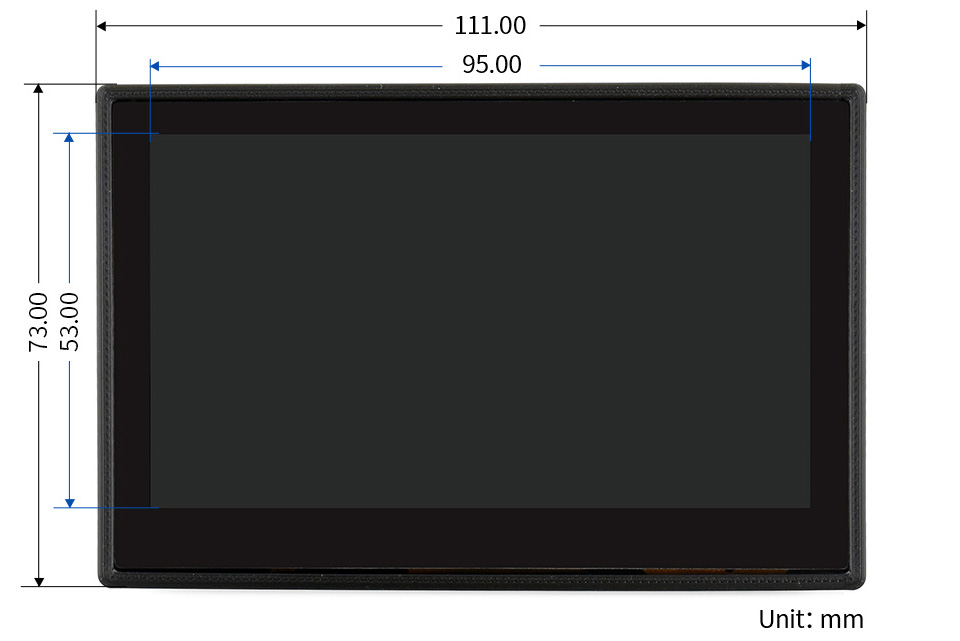 Kapazitives 4,3-Zoll Touch-Display DSI 800x480 für Raspberry Pi mit Schutzhülle - Zum Vergrößern klicken