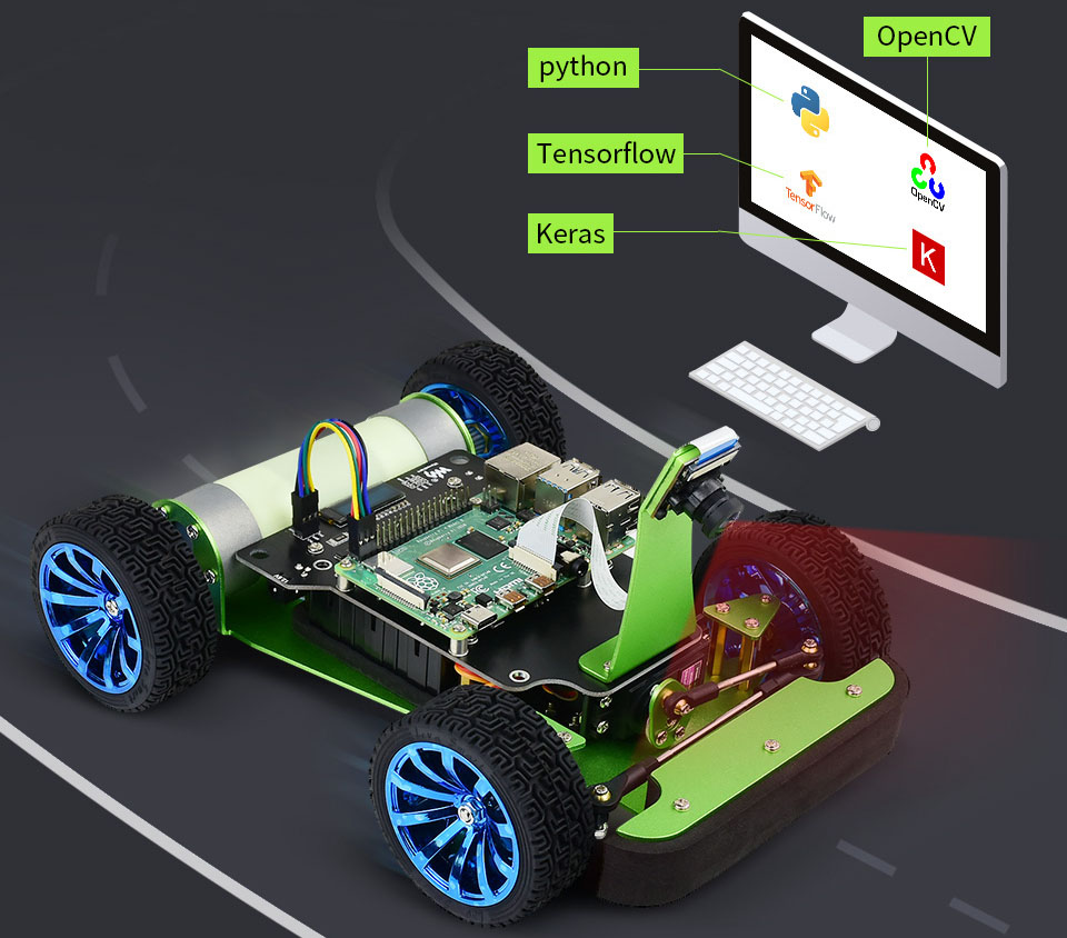 Robot de Carreras PiRacer AI para Raspberry Pi 4 - Haga Clic para Ampliar