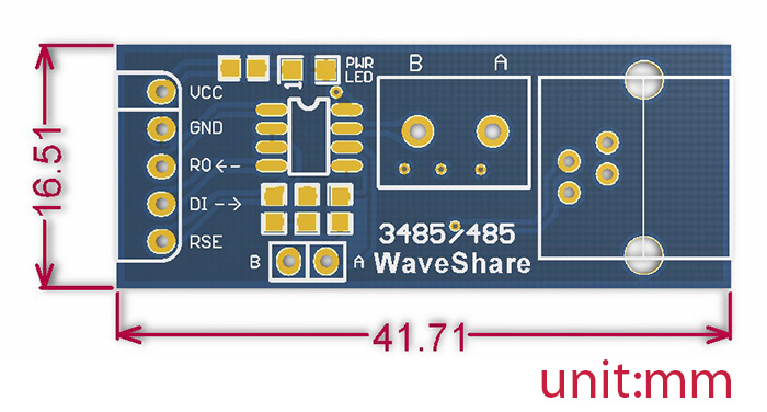 Tarjeta RS485 de Waveshare (5V) - Haga Clic para Ampliar