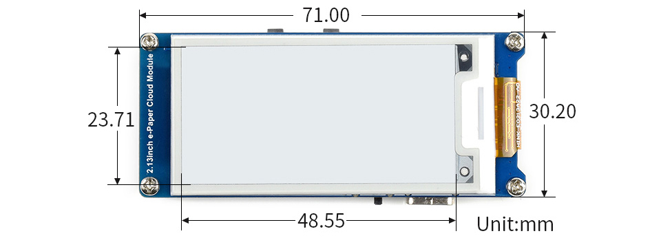 Módulo de Nube de Papel Electrónico de 2,13 pulg, 250x122, Conectividad WiFi - Haga Clic para Ampliar