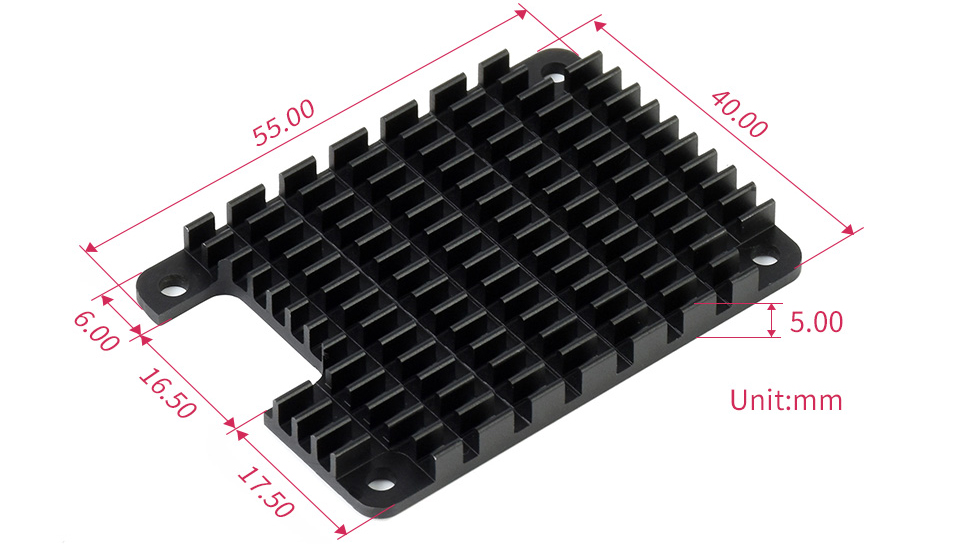 Spezieller Aluminiumkühlkörper für Raspberry Pi Compute Module 4 CM4 - Zum Vergrößern klicken