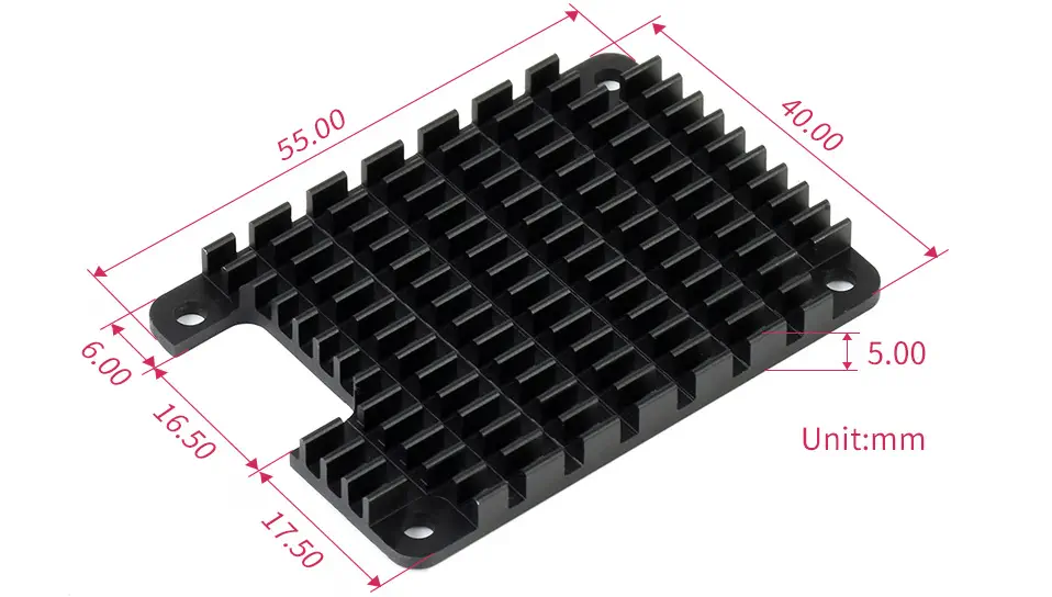 Dissipateur thermique en aluminium dédié pour le module de calcul Raspberry Pi 4 CM4 - Cliquez pour agrandir