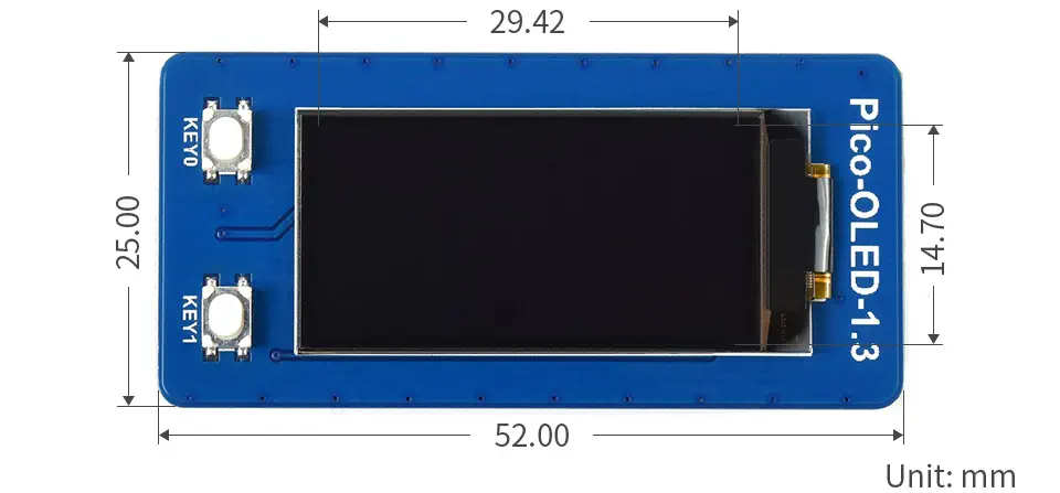 module d'affichage OLED Waveshare 1.3in pour Raspberry Pi Pico, 64x128, SPI / I2C  - Cliquez pour agrandir