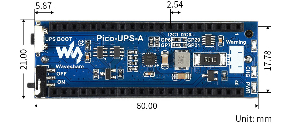 Módulo de Fuente de Alimentación Ininterrumpida (UPS) para Raspberry Pi Pico - Haga Clic para Ampliar