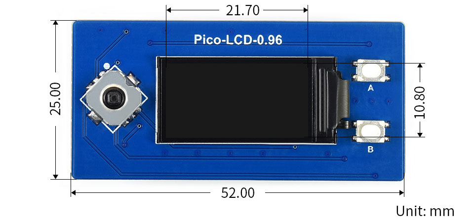Waveshare 0.96in LCD Display Module for RPi Pico, 65K Colors, 160x80, SPI- Click to Enlarge