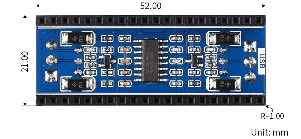 2-Channel UART to RS232 Module for Raspberry Pi Pico, SP3232EEN Transceiver - Click to Enlarge