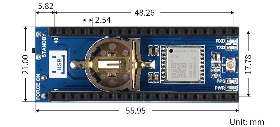 Módulo GNSS L76B para Raspberry Pi Pico, Compatible c/ GPS/BDS/QZSS - Haga Clic para Ampliar