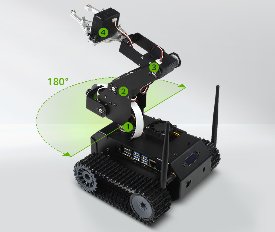 Kit de Robot c/ Orugas JETANK AI Basado en Jetson Nano (s/ Jetson y Tarjeta TF) - Haga Clic para Ampliar