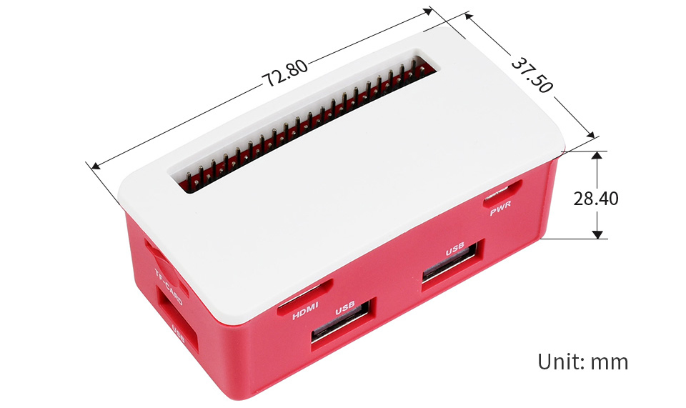 USB HUB BOX for Raspberry Pi Zero Series, 4x USB 2.0 Ports - Click to Enlarge
