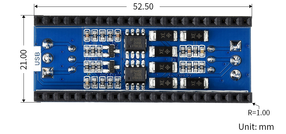 2CH RS485 Modul für Raspberry Pi Pico, SP3485 Transceiver, UART zu RS485 - Zum Vergrößern klicken