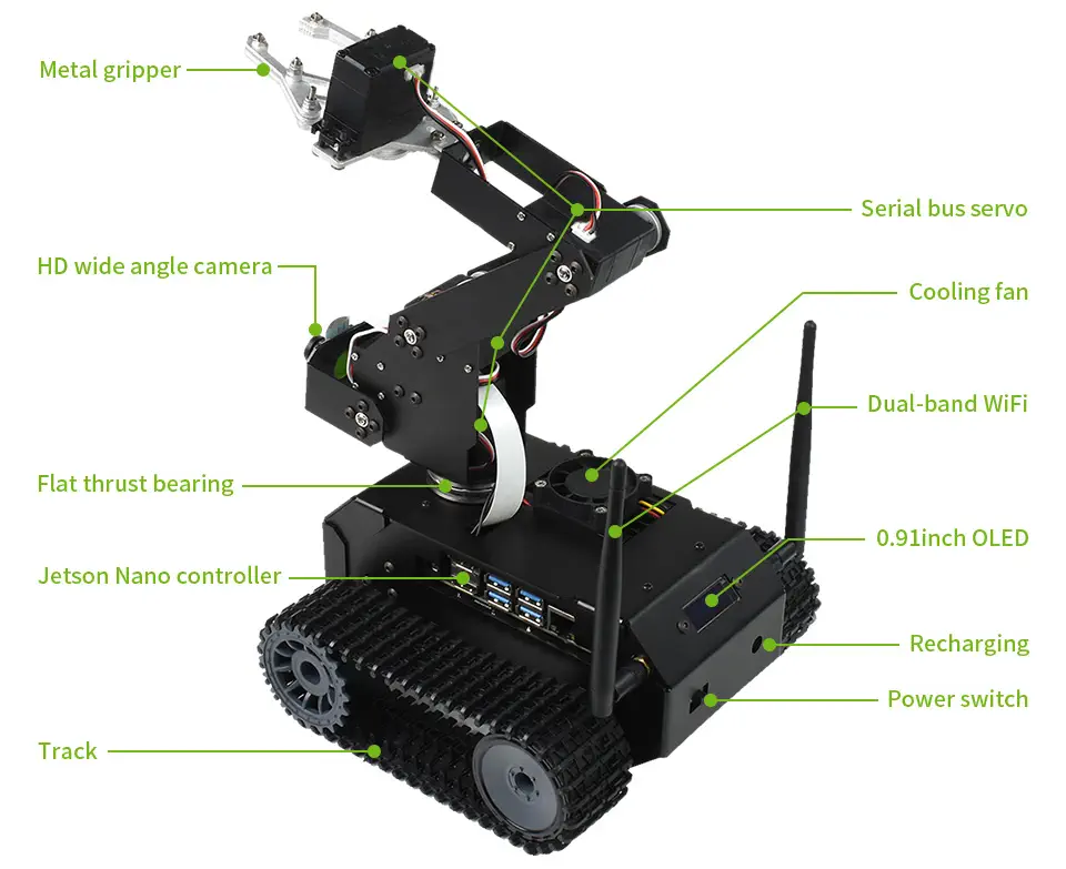 Robot mobile à chenilles JETANK AI basé sur Jetson Nano (avec Jetson Nano et carte TF) - Cliquez pour agrandir