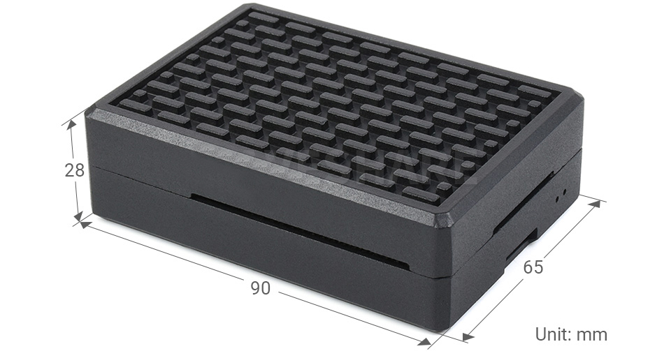 Geriffeltes Aluminiumgittergehäuse für Raspberry Pi 4, innere Kühlkörpersäulen - Zum Vergrößern klicken
