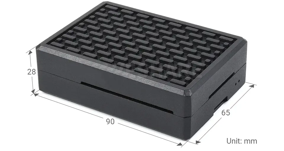 Aluminum Grid Grooved Case for Raspberry Pi 4, Inner Heatsink Pillars - Click to Enlarge