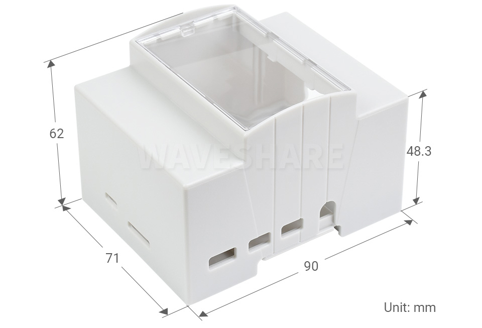 DIN Rail ABS Case for Raspberry Pi 4, Large Inner Space, Injection Moduling - Click to Enlarge