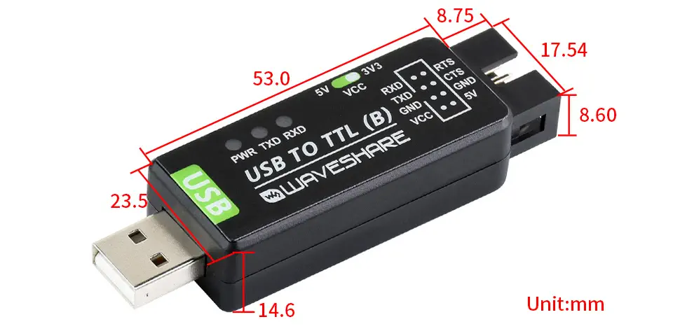 Convertisseur industriel USB vers TTL CH343G avec multi-protection et prise en charge des systèmes - Cliquez pour agrandir