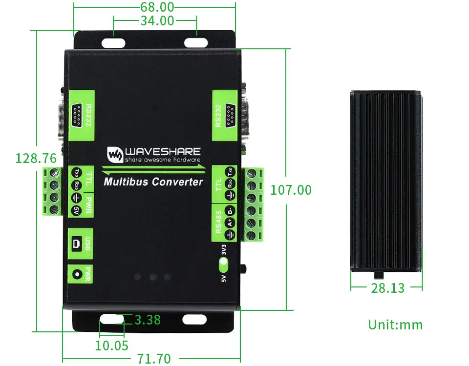 Convertidor Multibus Aislado Industrial Comunicación USB/RS232/RS485/TTL - Haga Clic para Ampliar