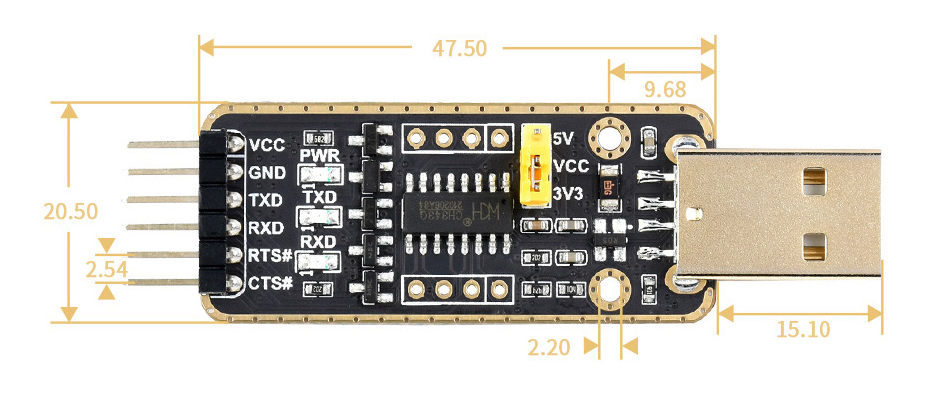 USB To UART Module w/ High Baud Rate Transmission (Type A) - Click to Enlarge