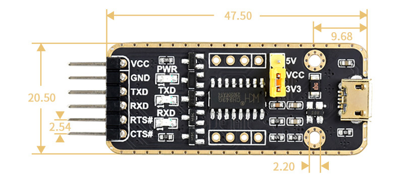 USB To UART Module w/ High Baud Rate Transmission (Micro) - Click to Enlarge
