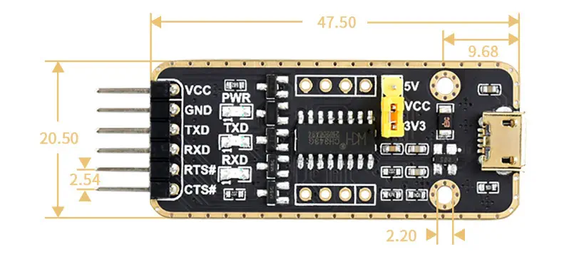 module USB à UART avec transmission à haut débit (Micro) - Cliquez pour agrandir