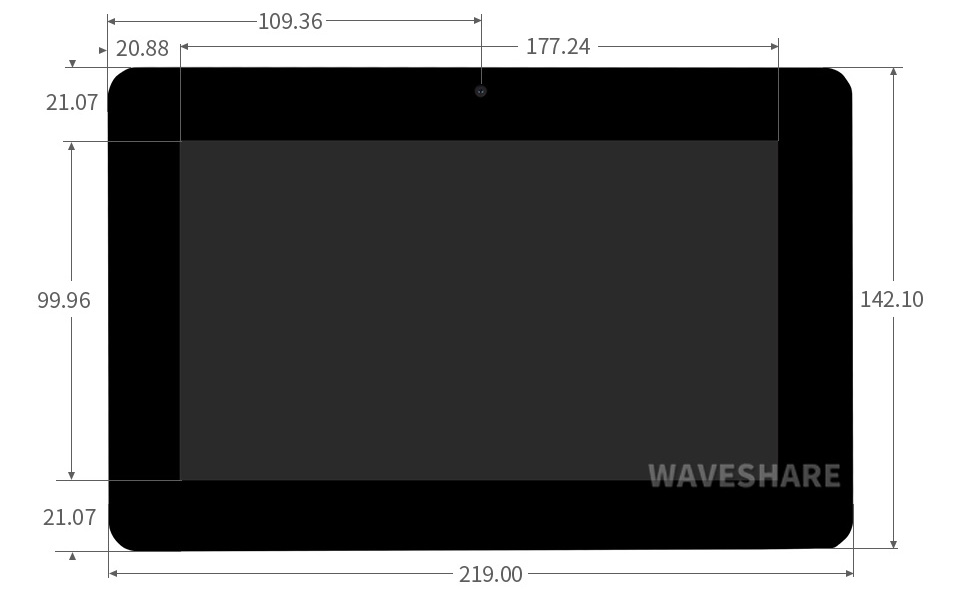 8in Capacitive Touch Display for Raspberry Pi, w/ 5MP Front Camera, 800x480, DSI - Click to Enlarge