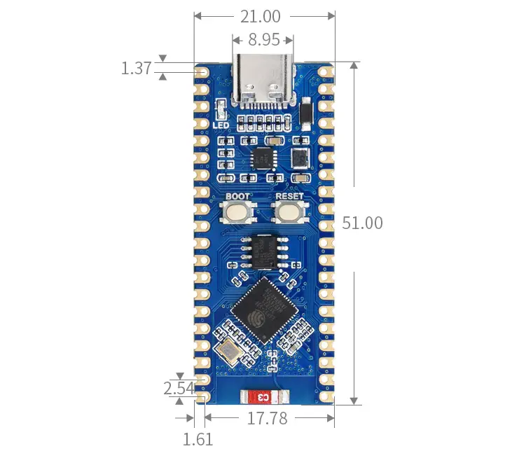 ESP32-S2 MCU WiFi Development Board, 240MHz, 2.4 GHz WiFi (Standard Version)- Click to Enlarge