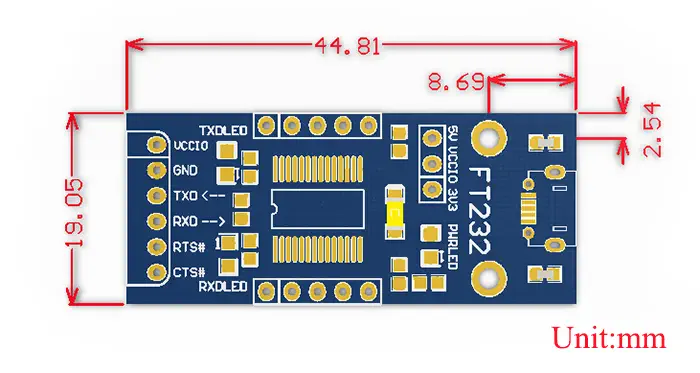 Placa de Adaptador Micro USB a UART FT232 – Haga clic para ampliar