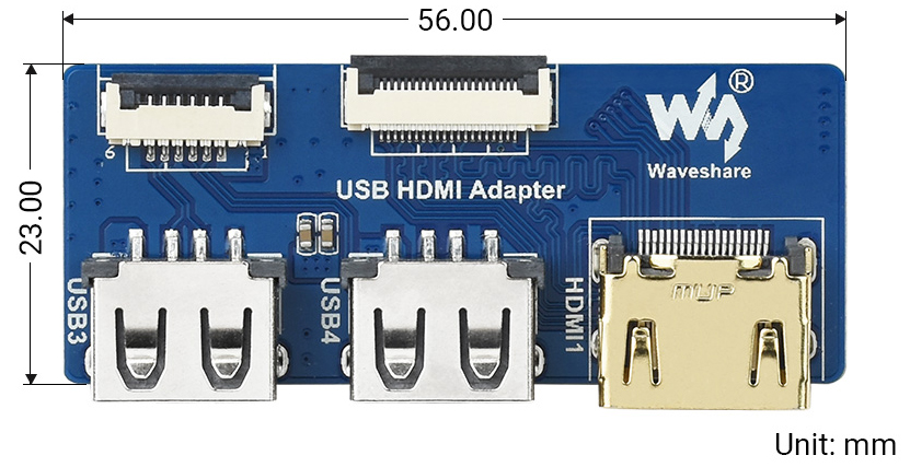 Waveshare USB and HDMI Adapter for CM4 Mini Base Board - Click to Enlarge