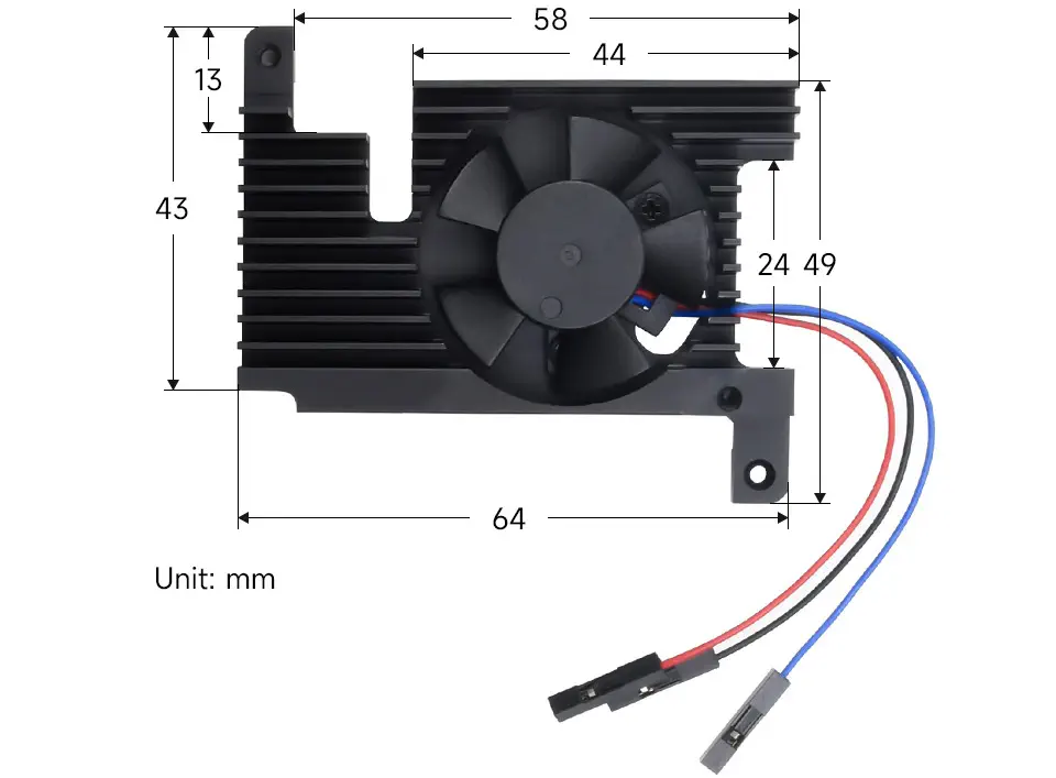 Ventilador de Aleación de Aluminio Todo en Uno para RPi 4B c/ Adaptador V2 Waveshare