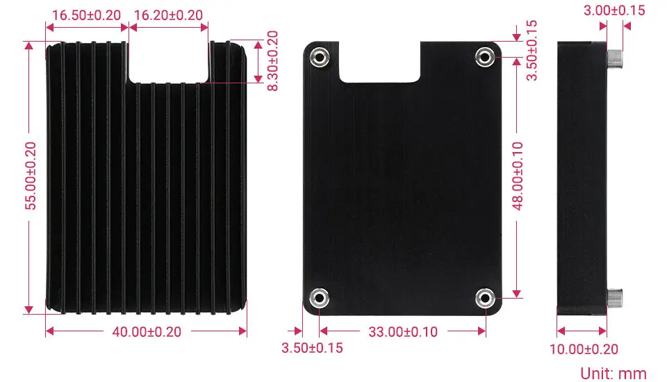 Waveshare Dedicated Aluminum Heatsink for Raspberry Pi CM4 w/ Antenna Notch