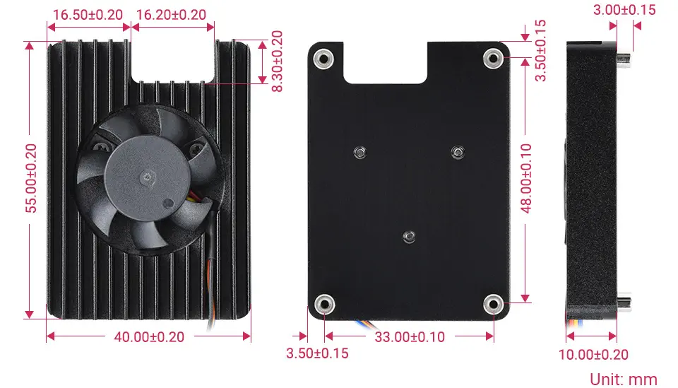 Ventilador de Refrigeración Dedicado All-in-One 3007 Waveshare para RPi CM4 c/ Cintas Térmicas