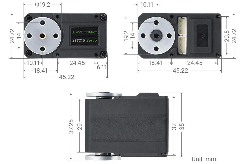 Servo-moteur Waveshare 25kg.cm - Haute Précision, Encodeur Magnétique 360°, Tension Large 6-14V - Mode Servo Ou Moteur