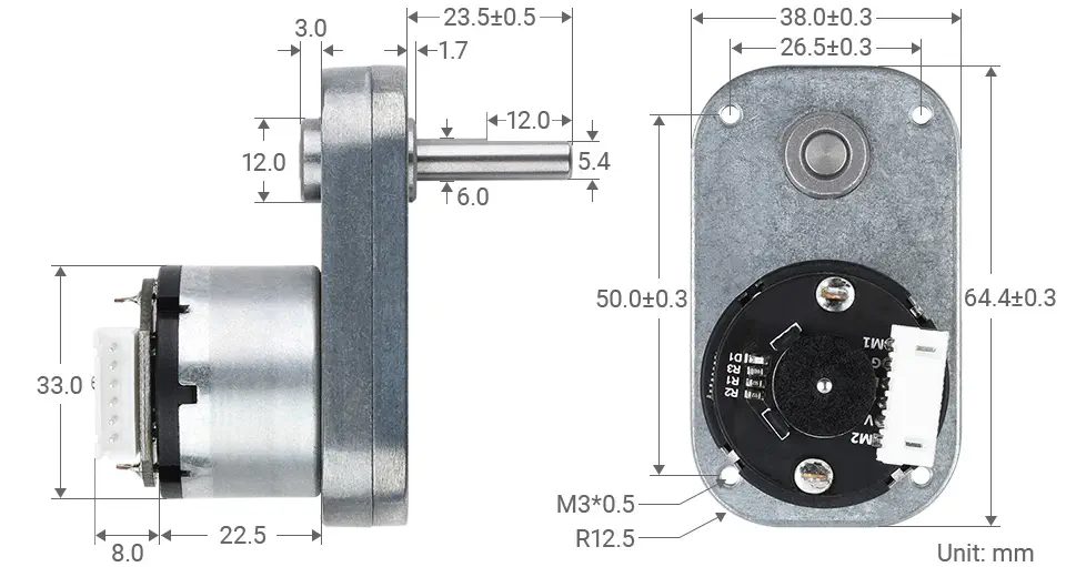 L-vormige Volledig Metalen DC-reductiemotor met Permanente Magneet, Magnetische Hall-encoder