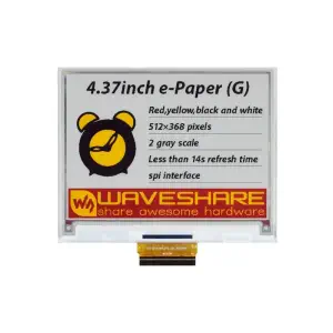 Écran brut Waveshare 4,37 pouces E-Paper (G), 512 x 368, rouge/jaune/noir/blanc