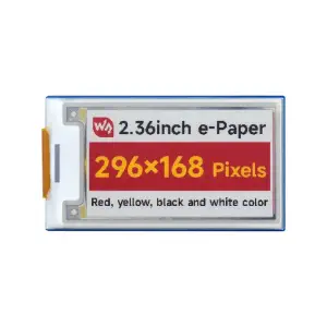 Module de papier électronique Waveshare 2,36 pouces (G), 296 x 168, rouge/jaune/noir/blanc