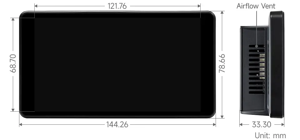 Raspberry Pi 5,5 inch 2K Capacitief Touchscreen LCD-scherm, HDMI, IPS, 1440 x 2560 met Behuizing