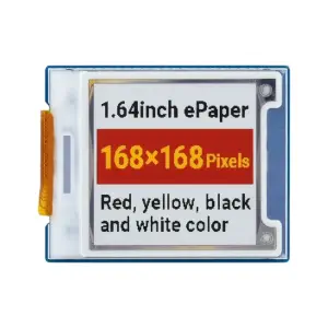 Module E-Paper carré Waveshare 1,64 pouces (G), 168x168, rouge/jaune/noir/blanc