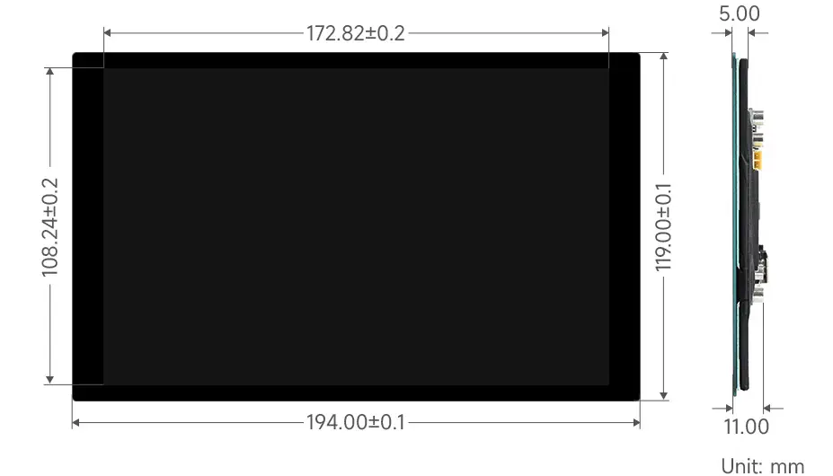 Écran tactile capacitif Waveshare 8 pouces, verre trempé, 1280x800, IPS, HDMI