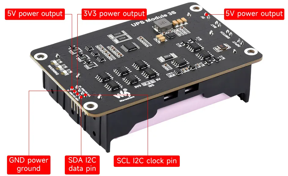 Waveshare Unterbrechungsfreies Stromversorgungsmodul 3S, Aufladung & Strom, 5V 5A Ausgang
